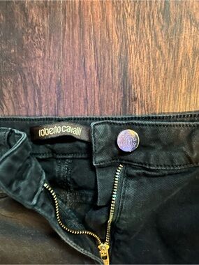 Roberto Cavalli Black Jeans with Gold Hardware